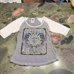 Harley-Davidson Gray and Cream half Sleeve Tee